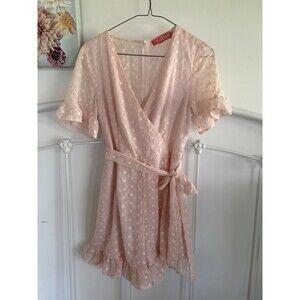 Pink Lace Y2K Wrap Front Shirt boho cottagecore Peasant Size 10